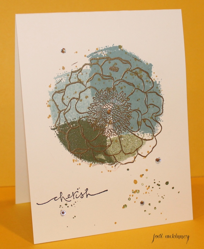 Work of art and gold embossed blended bloom with gorgeous grunge dots