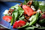 spinach strawberry salad with candied almonds and goat cheese 1